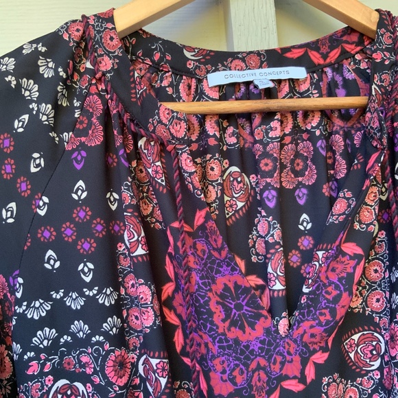 COLLECTIVE CONCEPTS Boho Floral Dress Tassels Pink - Picture 8 of 9